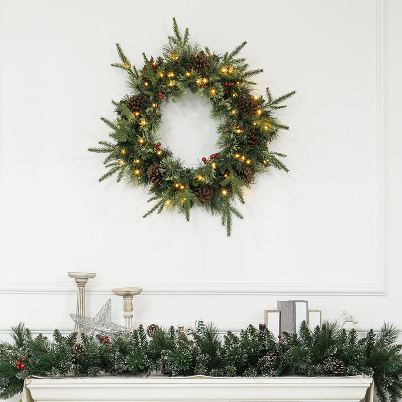 60cm Christmas Wreath hanging in a festive room