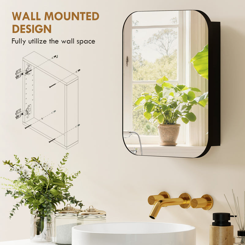 Soft-close mirror bathroom cabinet in black – image 4