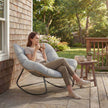 Outsunny Indoor Outdoor Rocking Chair, Oversized Rocking Egg Chair with Cushion for Living Room, Garden, Patio, Light – view 9