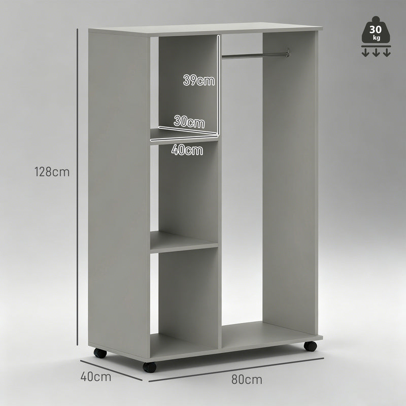 Grey open wardrobe on wheels – image 3