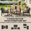 Outsunny 4 Seater Rattan Garden Furniture Set with 2 Armchairs, Loveseat, Coffee Table, Garden Sofa Set with Cushions – view 4
