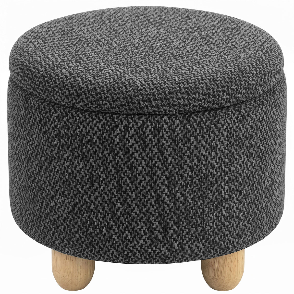 19L Round Storage Ottoman with Reversible Tray Lid – Dark Grey