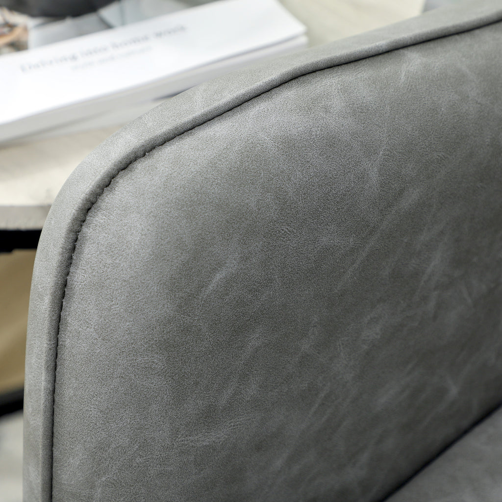Faux Leather Marble-Effect Two-Seater Sofa - Grey
