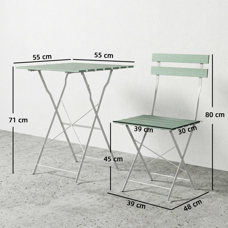 White and green acacia bistro set – image 3