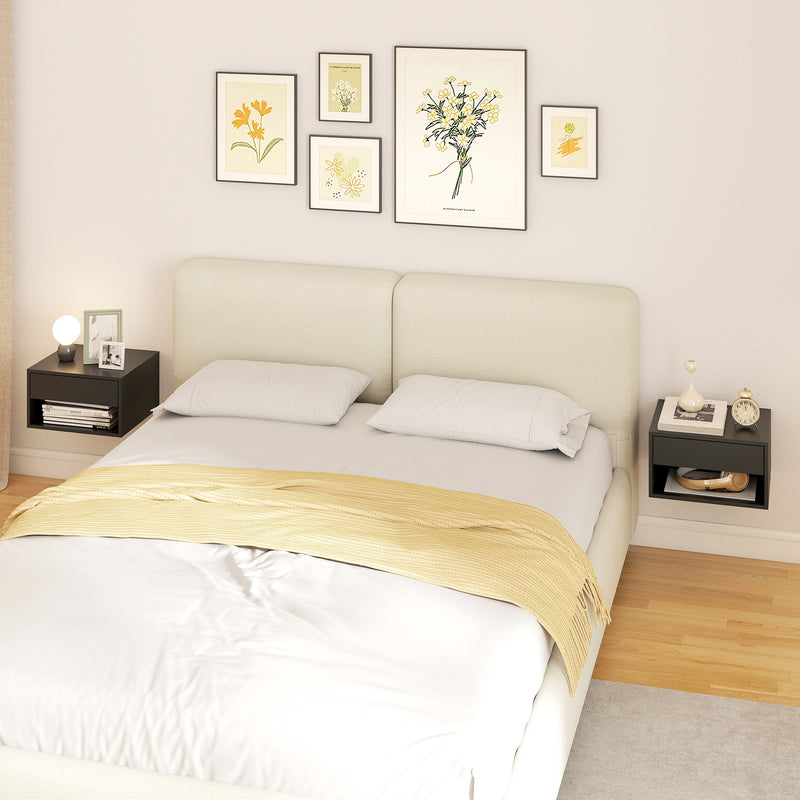 HOMCOM Floating Bedside Tables Set of 2, Wall Mounted Nightstand, Black – view 9