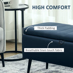 92 x 31cm Linen-Look Storage Ottoman - Dark Blue