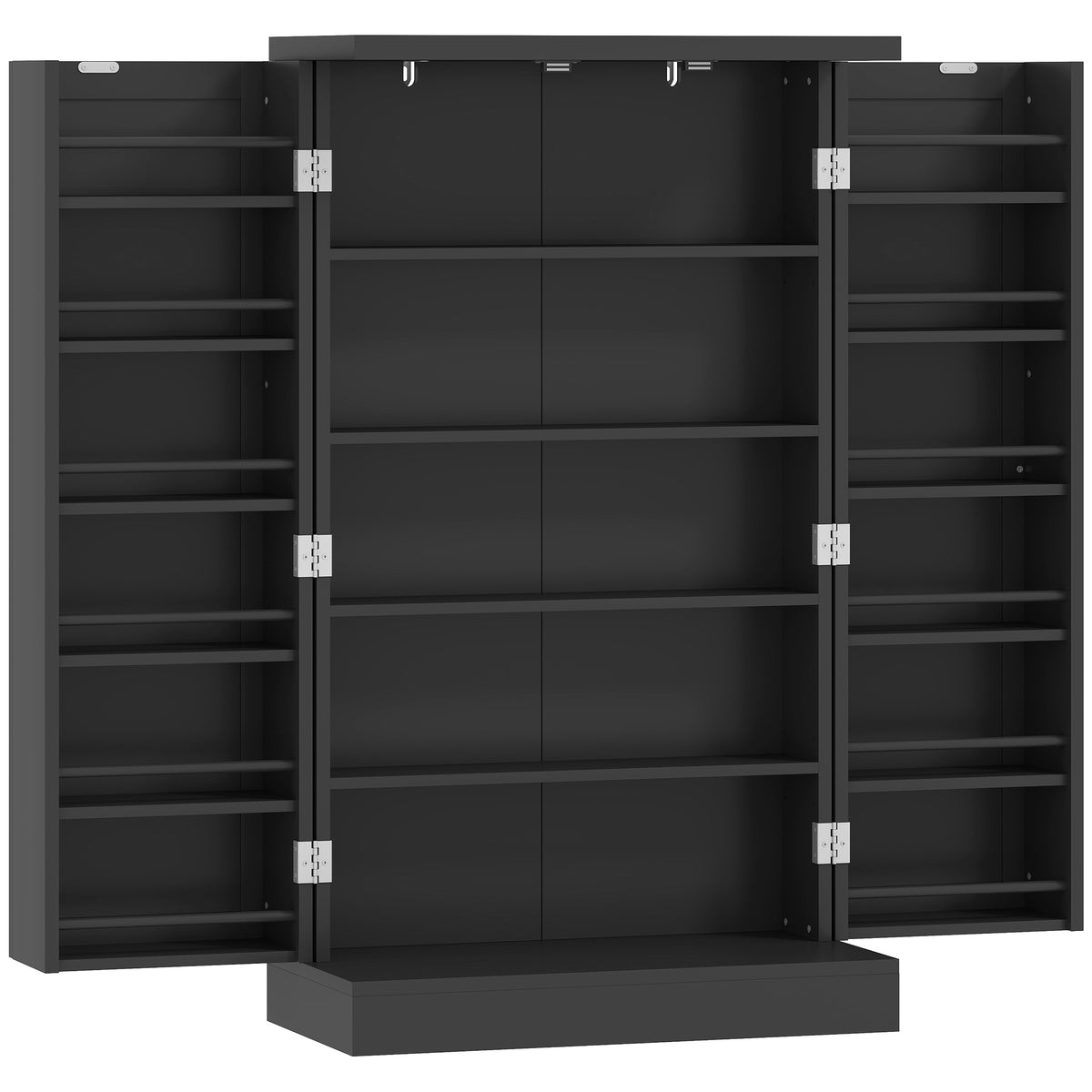 Freestanding Kitchen Pantry Cupboard with Door Racks – Black