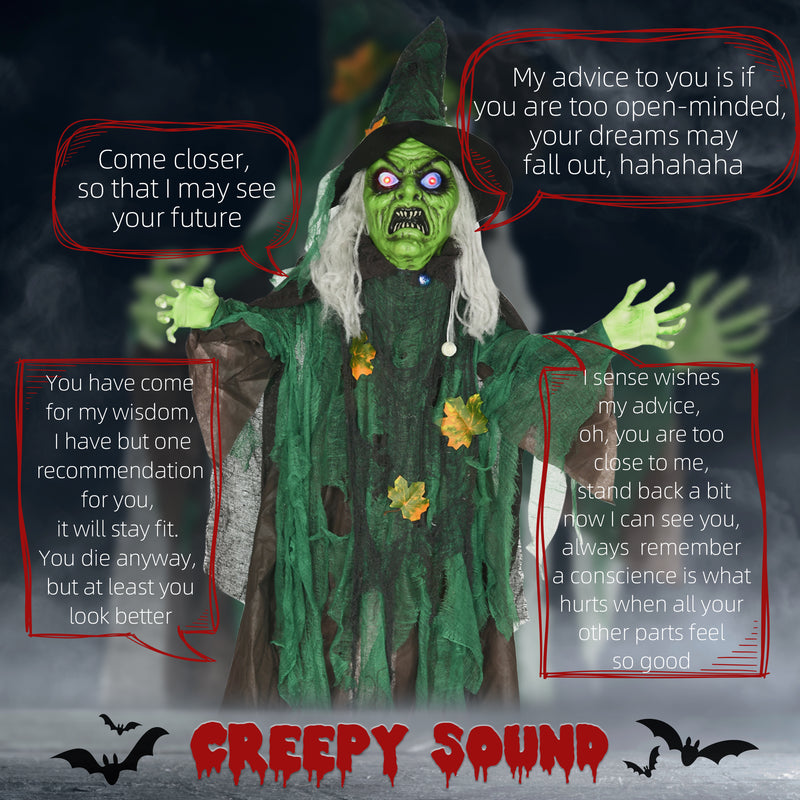183cm Animated Witch with Glowing Eyes, Heart & Sound – image 4 of 9