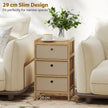 HOMCOM Chest of Drawers, 3 Fabric Drawers Narrow Dresser with Bamboo Frame, Cream White – view 6