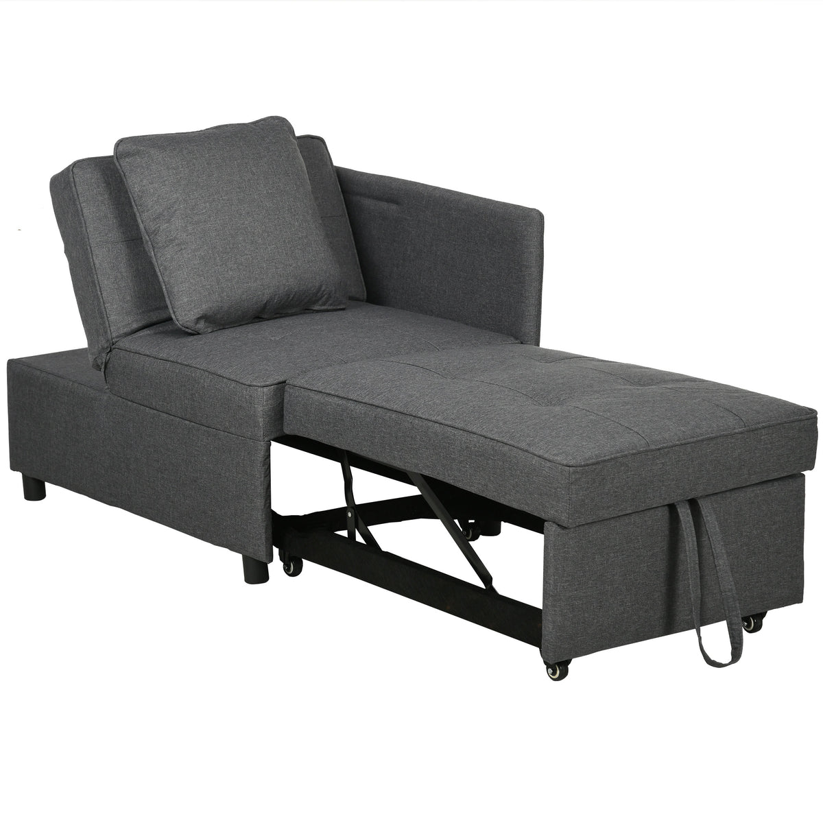 3-in-1 Single Chair Bed with 5-Position Back – Grey