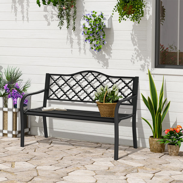Outsunny 2-Seater Garden Bench Antique Loveseat for Yard, Lawn, Porch, Patio, Steel – view 2