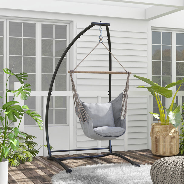 Outsunny Hammock Chair Stand, C Shape Hanging Heavy Duty Metal Frame Hammock Stand for Hanging Hammock Air Porch Swing – view 2