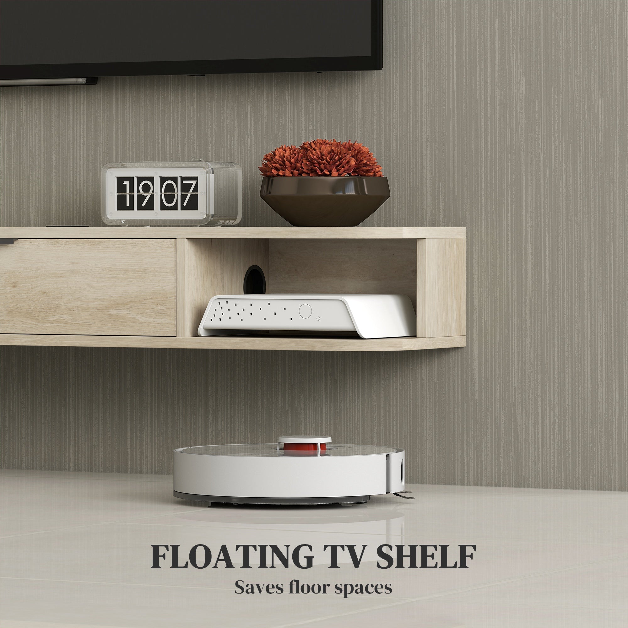 120 cm Floating TV Unit for TVs up to 50 Inch - Natural