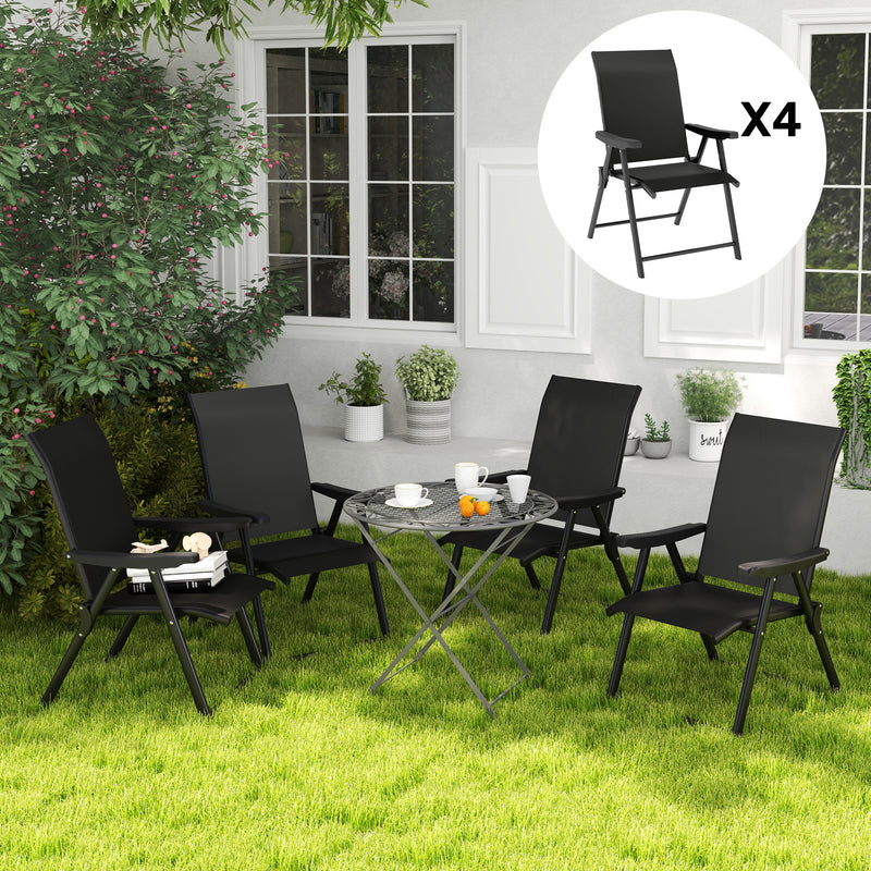 Outsunny Set of Four Folding Outdoor Chairs - Black – view 9