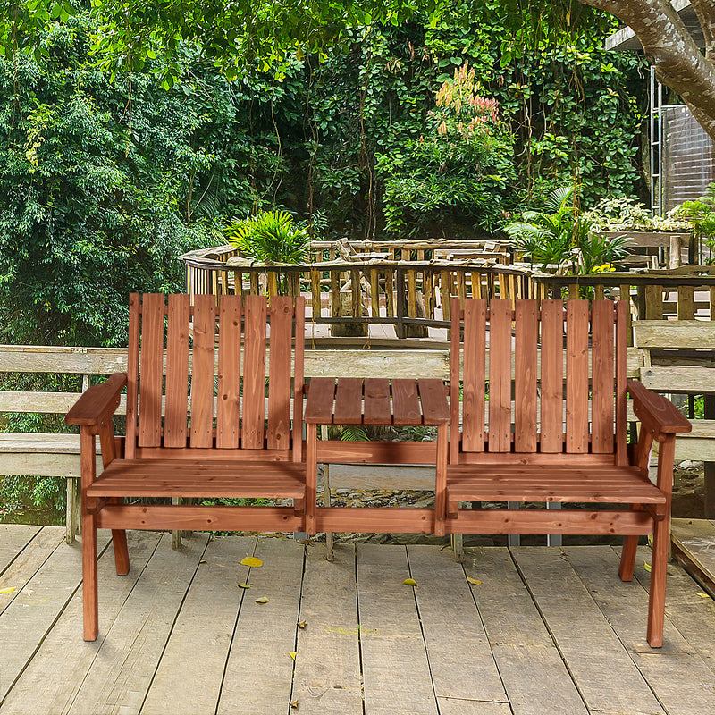 Wooden bench with centre table – image 10