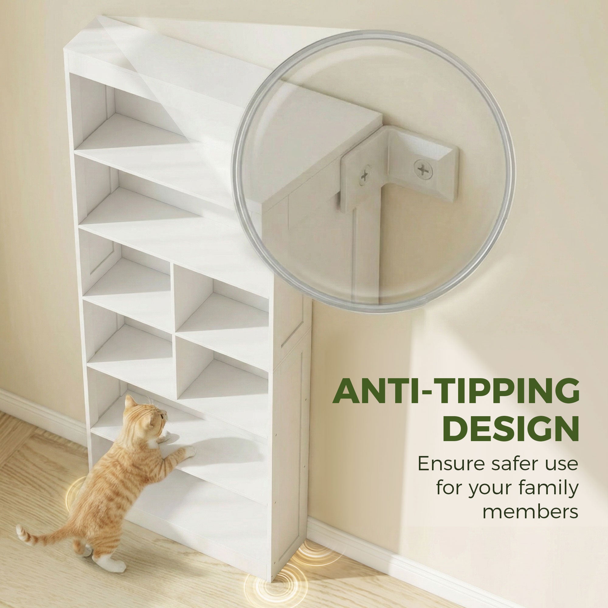 Bookcase, 6-Tier Bookshelf with Open Storage Shelves, Cubes, 180 cm Tall Display Shelf with Anti-Tipping Design, White
