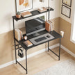 HOMCOM Computer Desk, 80cm Home Office Study Table with Hutch Shelf, Cup Holder, Headphone Hook, Black – view 10