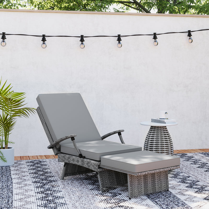 Rattan recliner with footstool – image 9