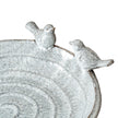Close-up of the bird figures on the rim of the bath