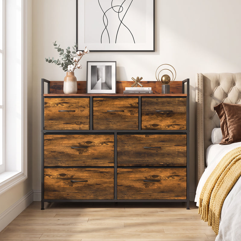 HOMCOM Chest of Drawers with 7 Drawers, Industrial Fabric Storage Unit with Top Shelf and Steel Frame for Bedroom – view 8