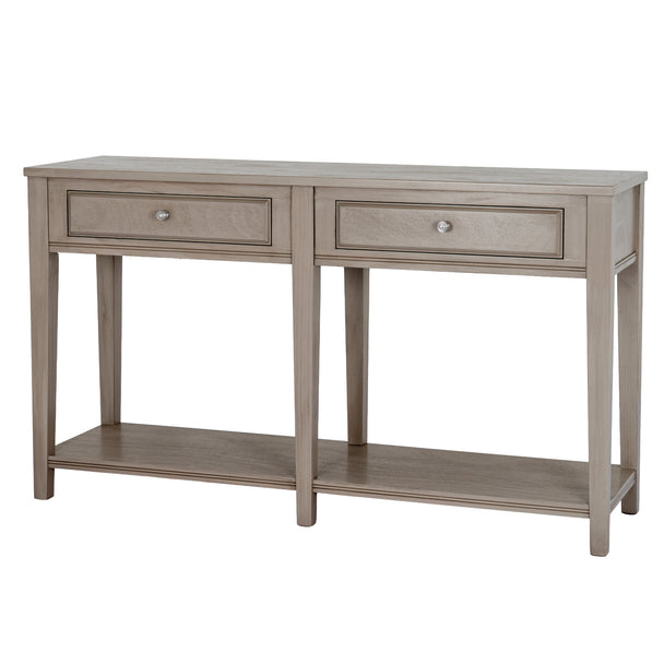 Emile large two-drawer console with shelf, front view