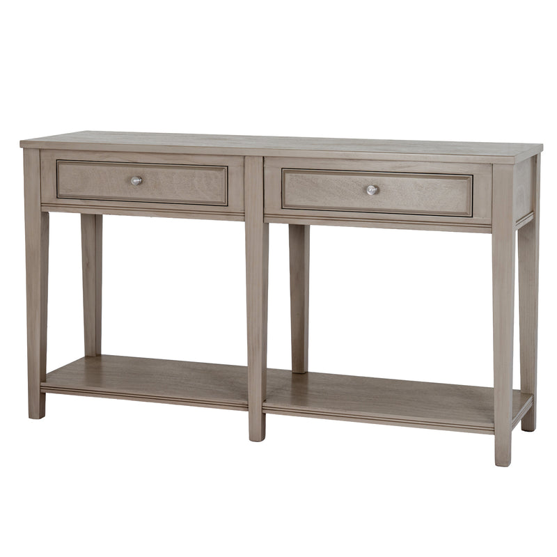 Emile large two-drawer console with shelf, front view