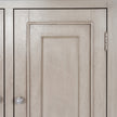 Close-up of the raised door panel and hinge