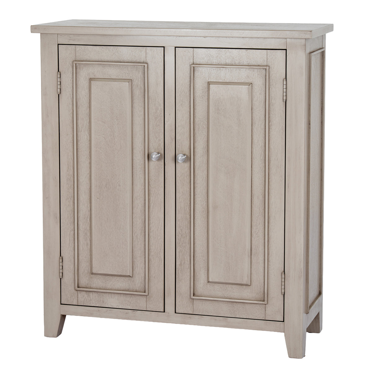 Emile grey-washed two-door hall cabinet, front view