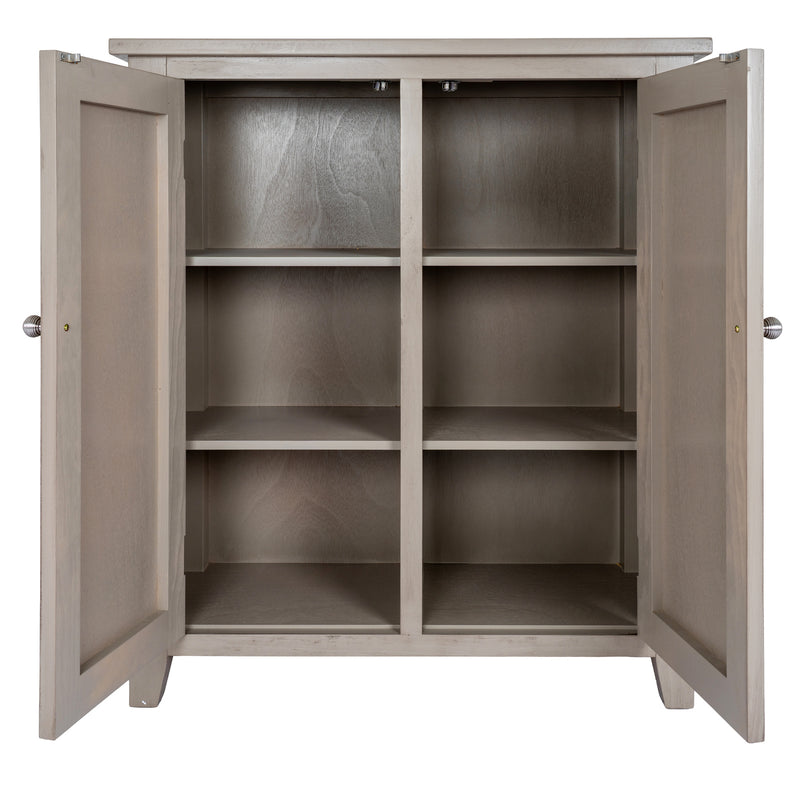 Emile hall cabinet with both doors open showing the shelves