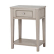 Emile pale wood side table with drawer and shelf