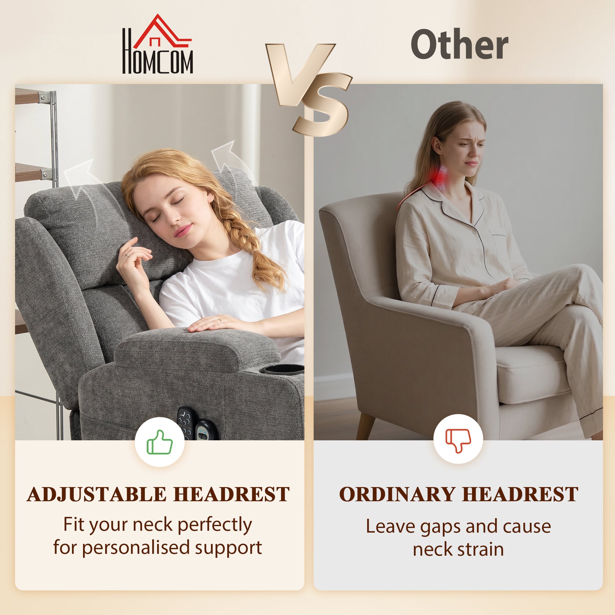 HOMCOM Power Lift Recliner Chair with Vibration Massage and Heat, Chenille Riser and Recliner Armchair for Elderly, Grey