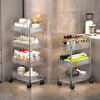2, 3 or 4-Tier Storage Trolley on Wheels with Acrylic Shelves