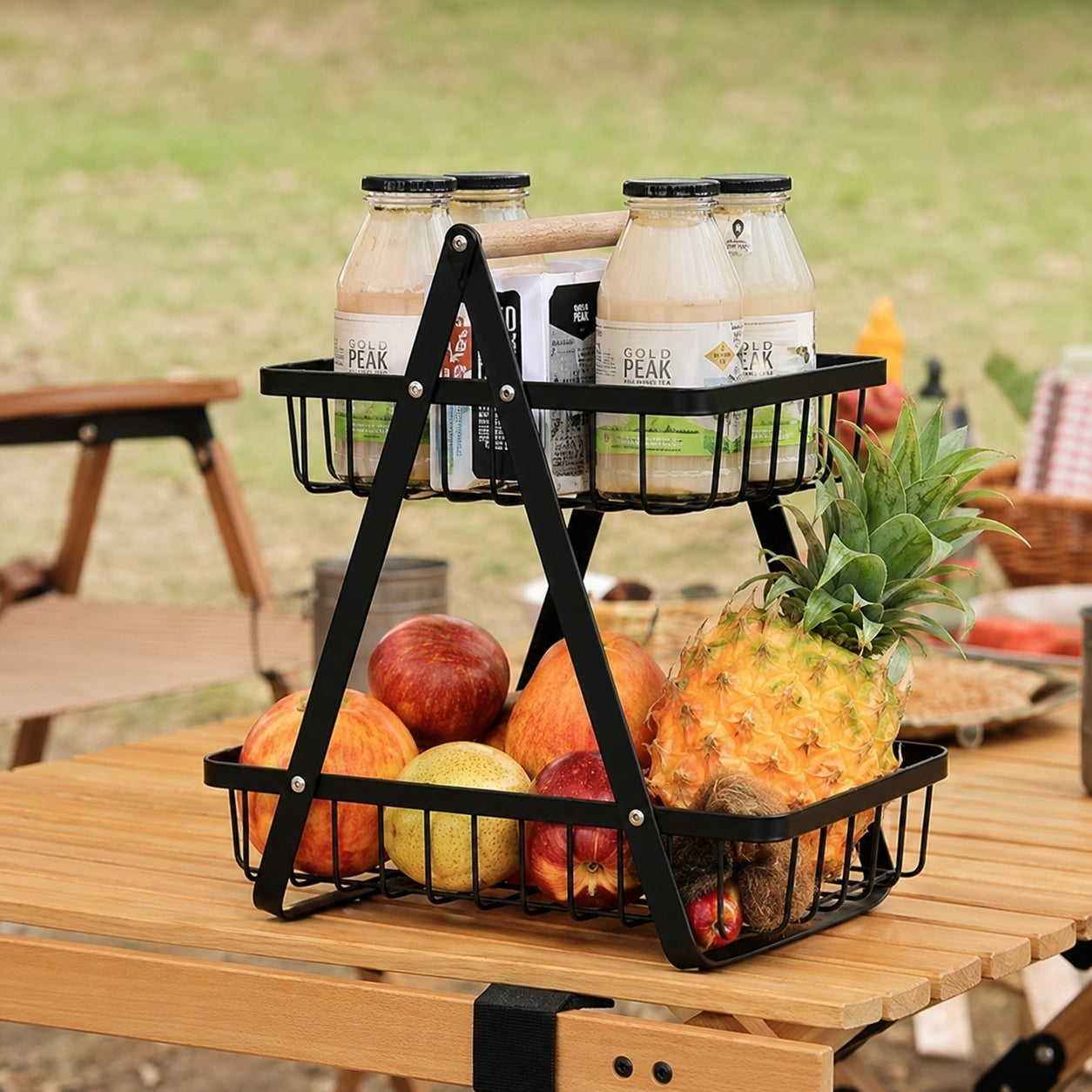 2 & 3 Tier Metal Fruit Basket Stand | Kitchen Countertop Bread & Vegetable Organizer