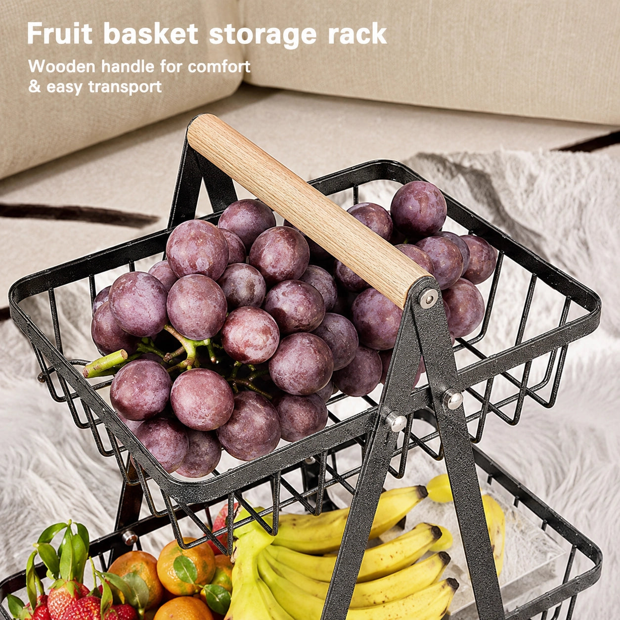 2 & 3 Tier Metal Fruit Basket Stand | Kitchen Countertop Bread & Vegetable Organizer