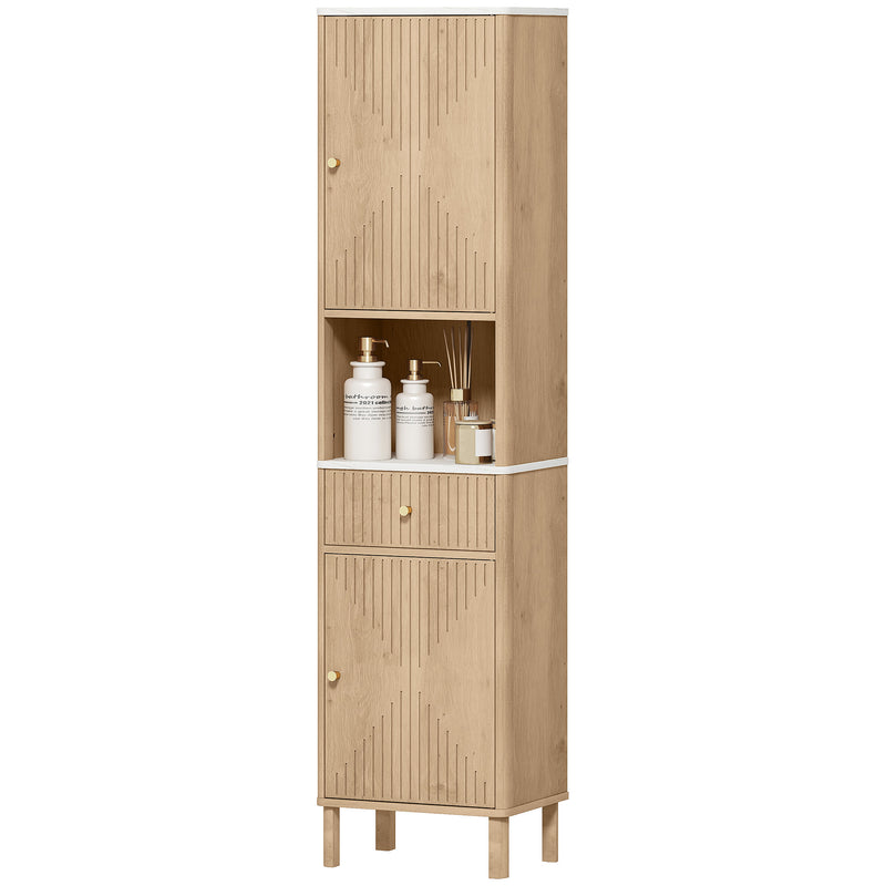 Tall slim bathroom cabinet with drawer – image 10