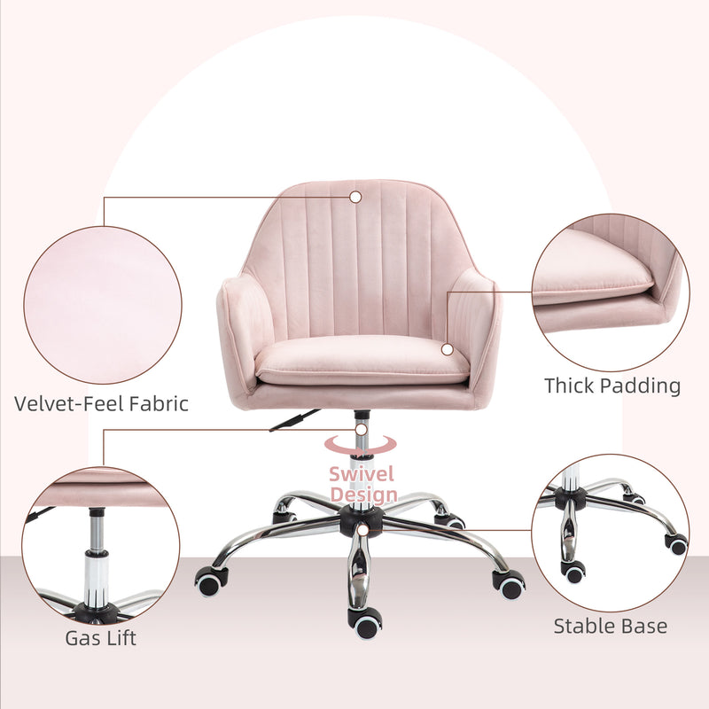 Velvet tub office chair – pink – image 5