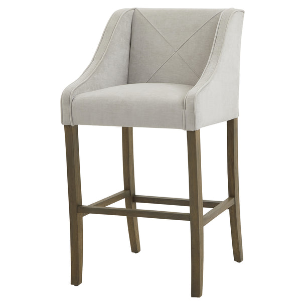 Epsom light grey bar stool, front three-quarter view