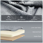 2 Seater Sofa, Linen-look Fabric Small Sofa with Wing Back, Thick Seat, Metal Legs, Light Grey