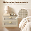 HOMCOM Modern Floating Nightstands Set of 2, Wall Mounted Bedside Tables with 2 Drawers, Oak – view 7