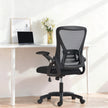 HOMCOM Office Chair, Mesh Desk Chair with Flip-up Armrests, Lumbar Support, Adjustable Height, Black – view 2