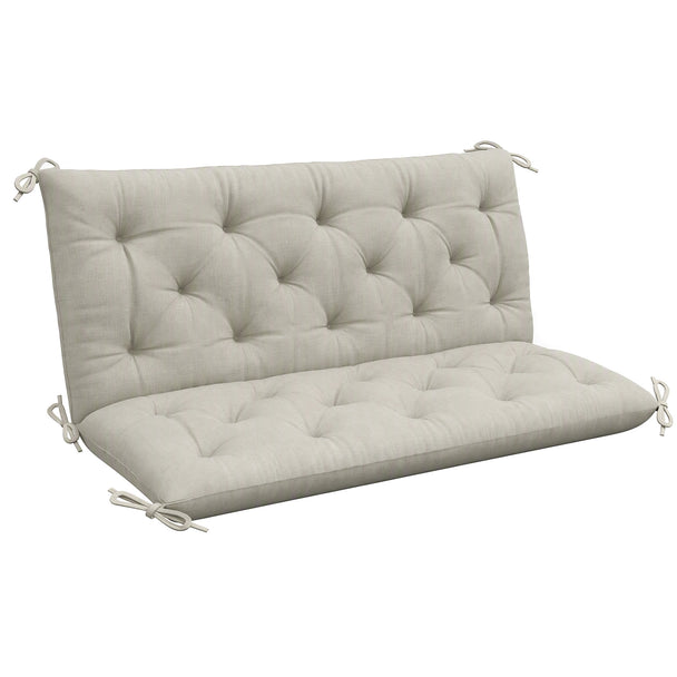 Light grey 2-seater bench cushion with back, 120 x 110 cm, on a garden swing chair