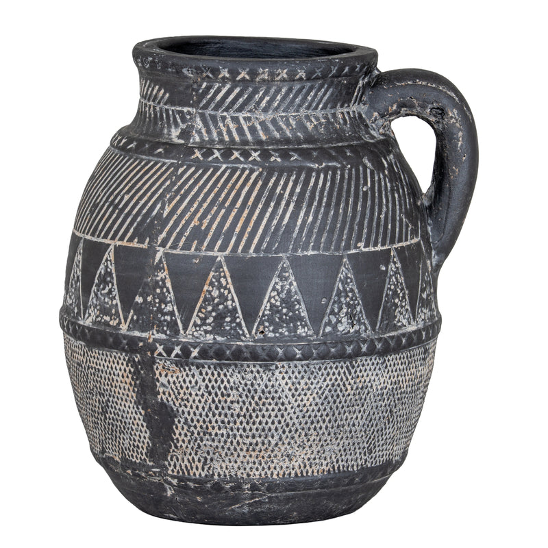 Etched black jug from a second angle