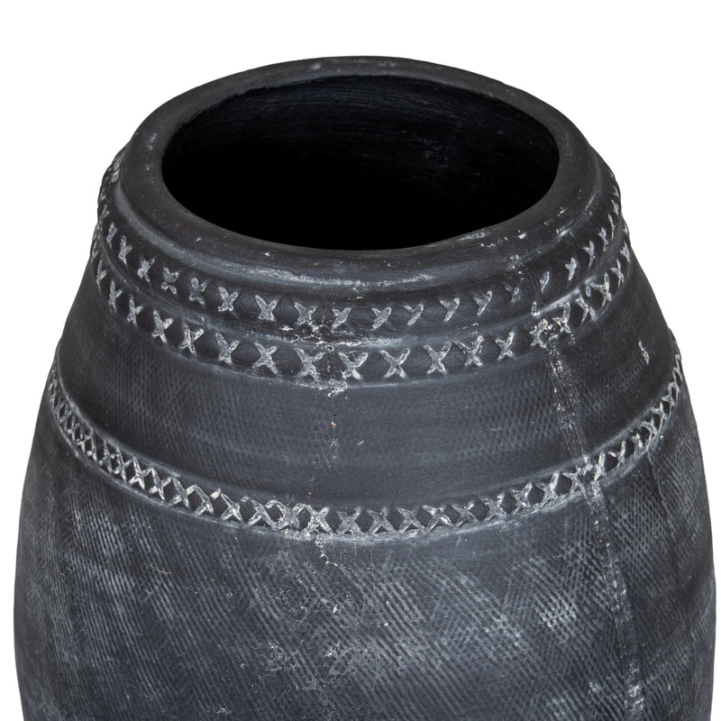 Close-up of the etched cross-hatch bands around the neck