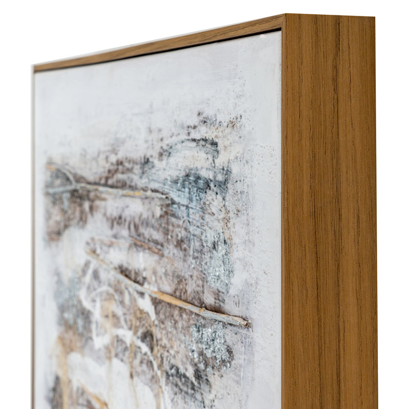 Corner of the Ethereal canvas showing the wood frame