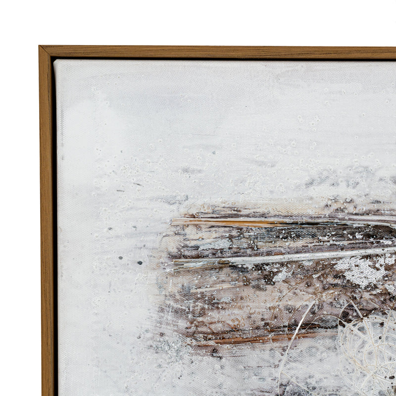 Close-up of the layered brushwork and gold-tone details