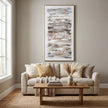 Ethereal abstract canvas hung above a cream sofa