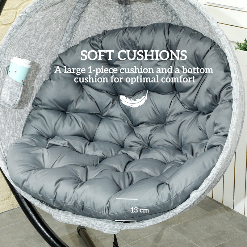 Leaf-pattern hanging egg chair – image 4