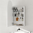 Arched mirror cabinet with glass shelves in white – image 7