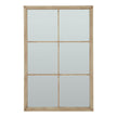 Extra large washed wood six-pane window mirror, front view