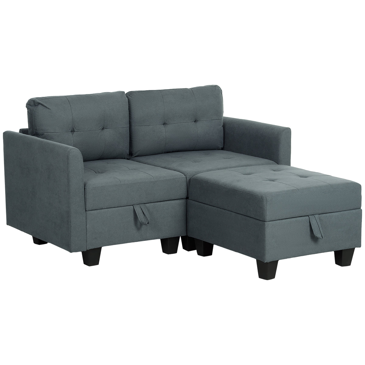 Compact L-Shaped Modular Storage Sofa – Dark Grey